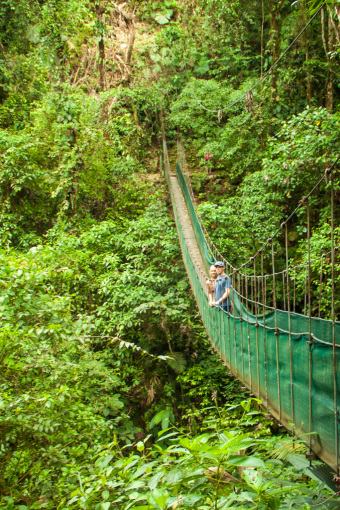 Landon and Alyssa after 1 Year of Living Abroad on Hanging Bridge in Arenal, Costa Rica